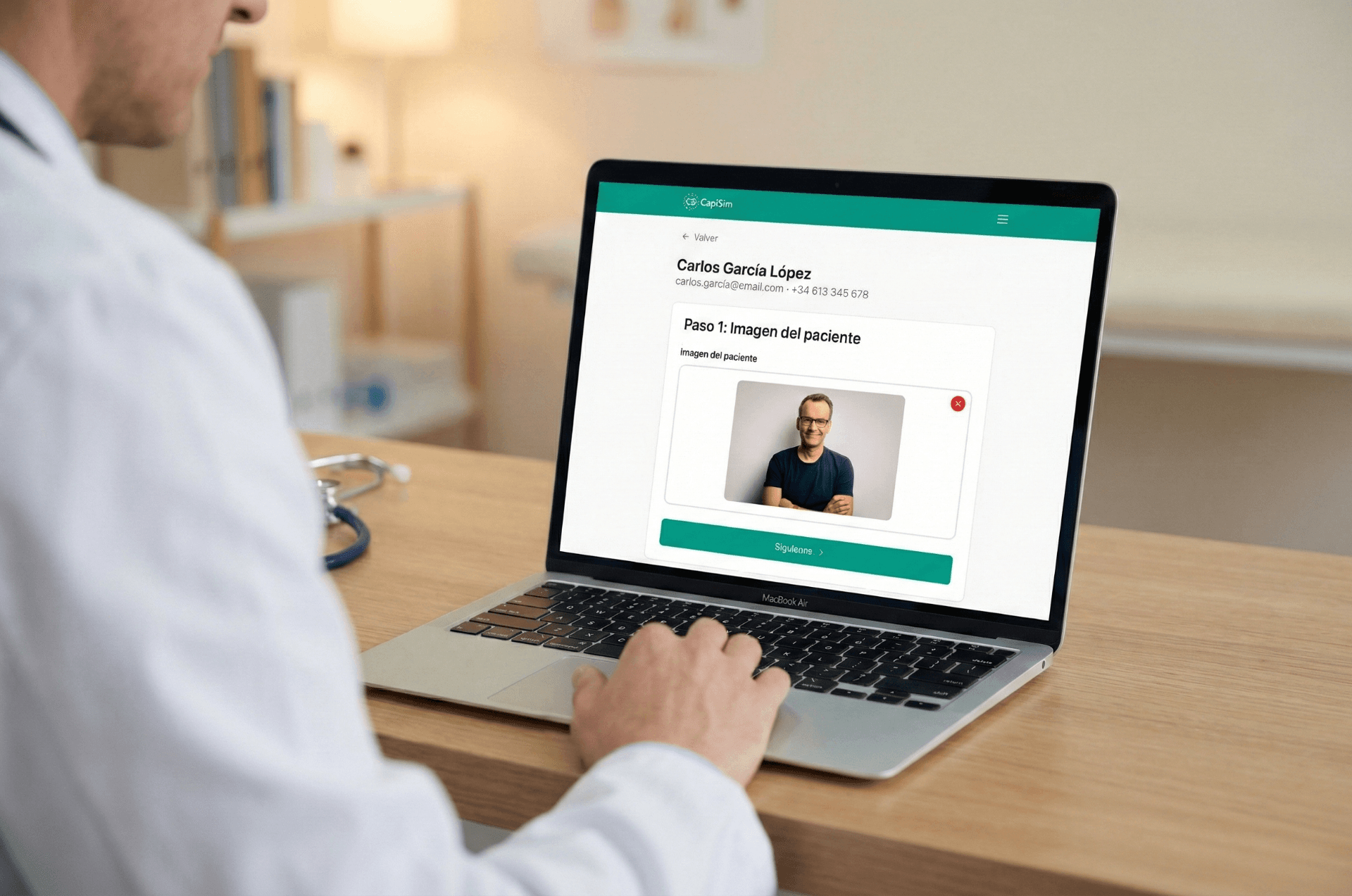 Pantalla de subida de foto del paciente